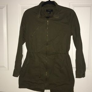 NWOT Army Green Back Slit Cinched Trench Jacket